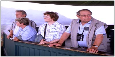 Visitors on the platform of the cyclorama